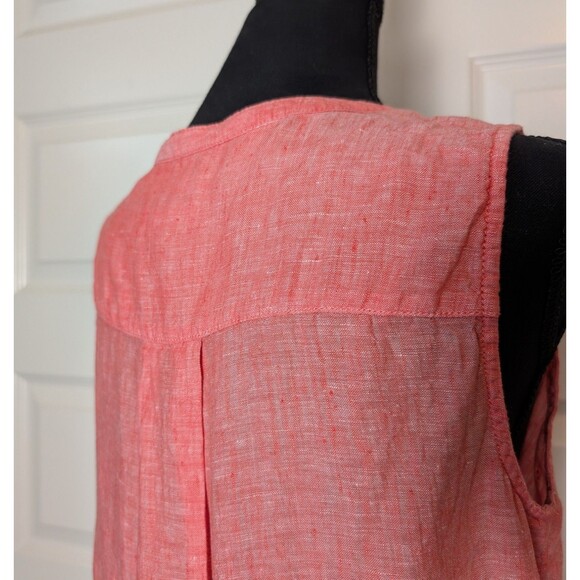 Christian Siriano Blouse 100% Linen Size M Pink Shirt Tunic Sleeveless EUC - Picture 5 of 8